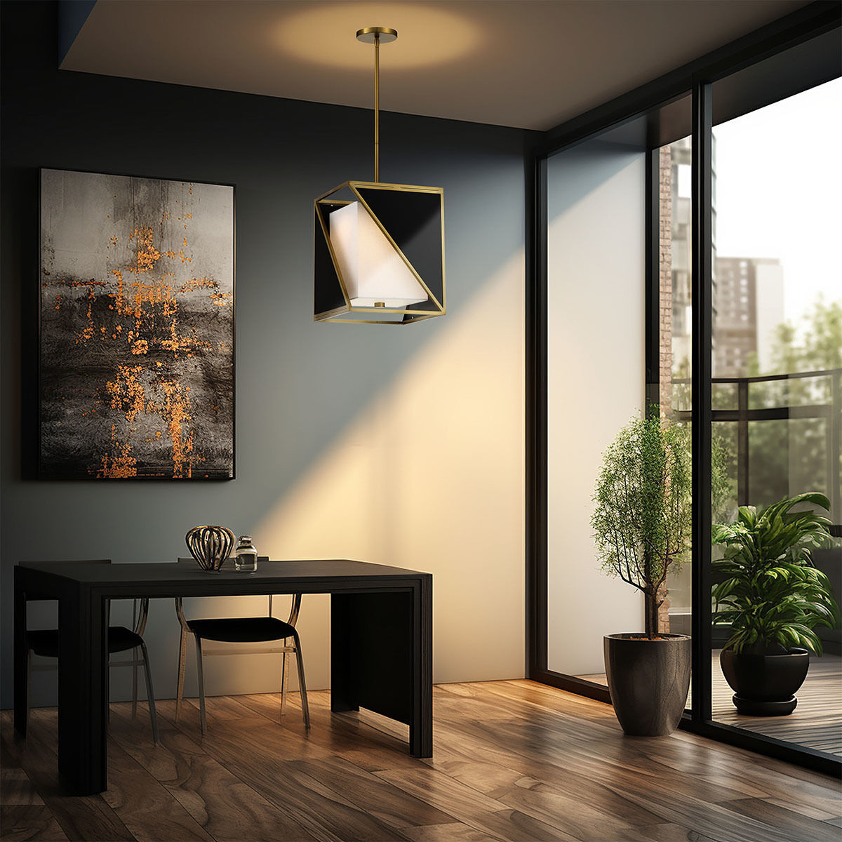 Aspect LED 12 inch Coal And Soft Brass Pendant Ceiling Light